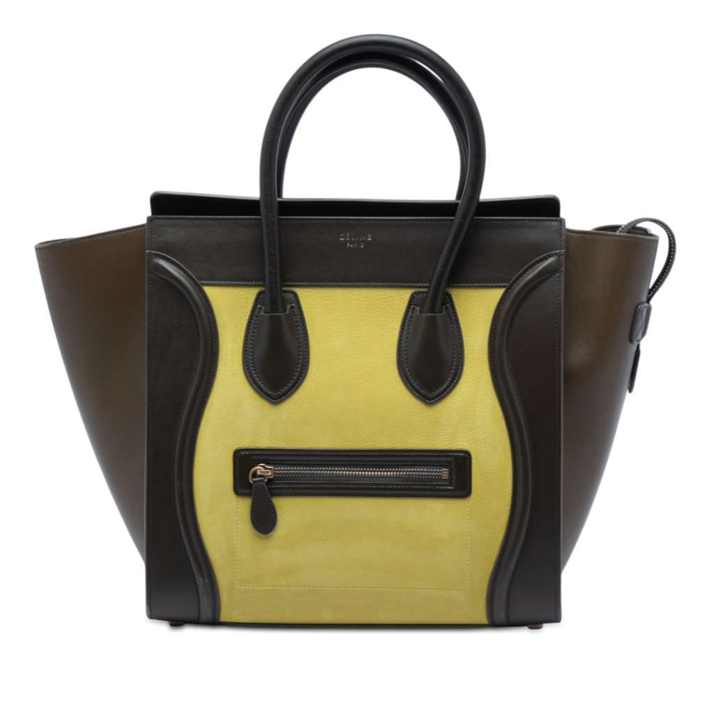 Celine Mini Tricolor Nubuck and Smooth Calfskin Luggage Tote