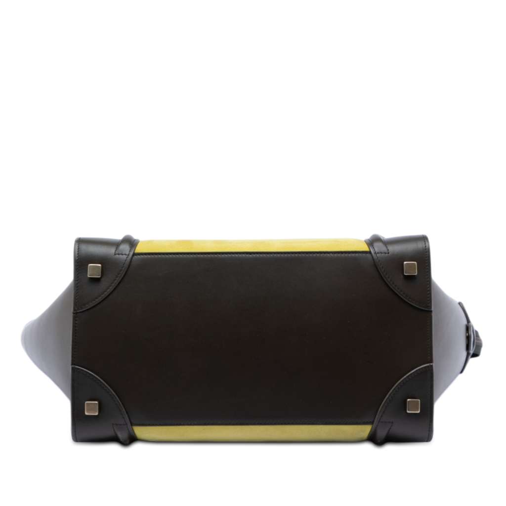 Celine Mini Tricolor Nubuck and Smooth Calfskin Luggage Tote Yellow Leather Good condition - Inside View