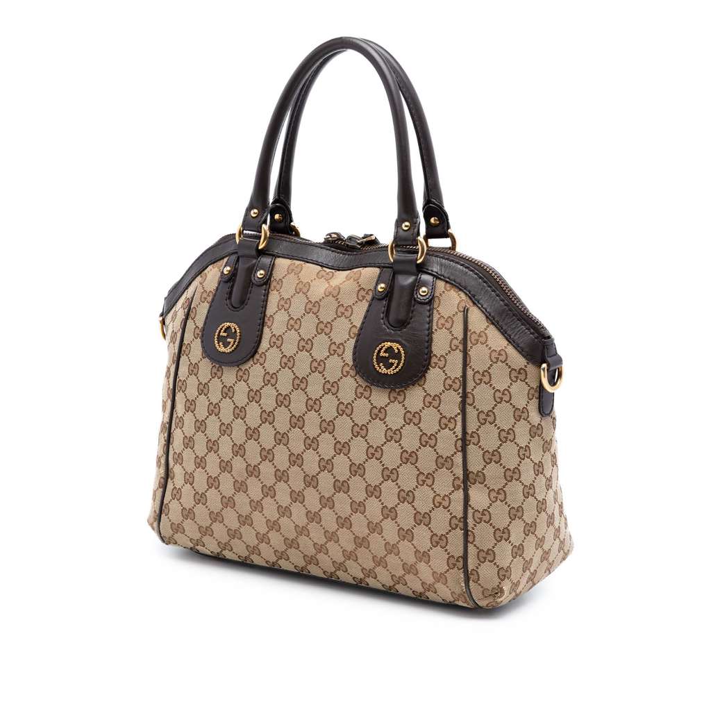 Gucci Medium GG Canvas Scarlett Satchel Beige Canvas Good condition - Back View