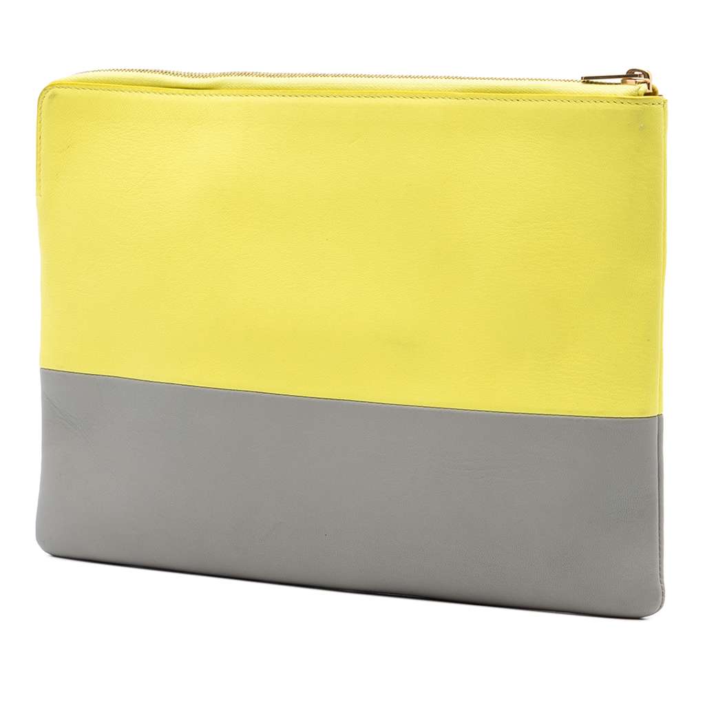 Celine Bicolor Leather Solo Clutch Yellow Leather Good condition - Back View