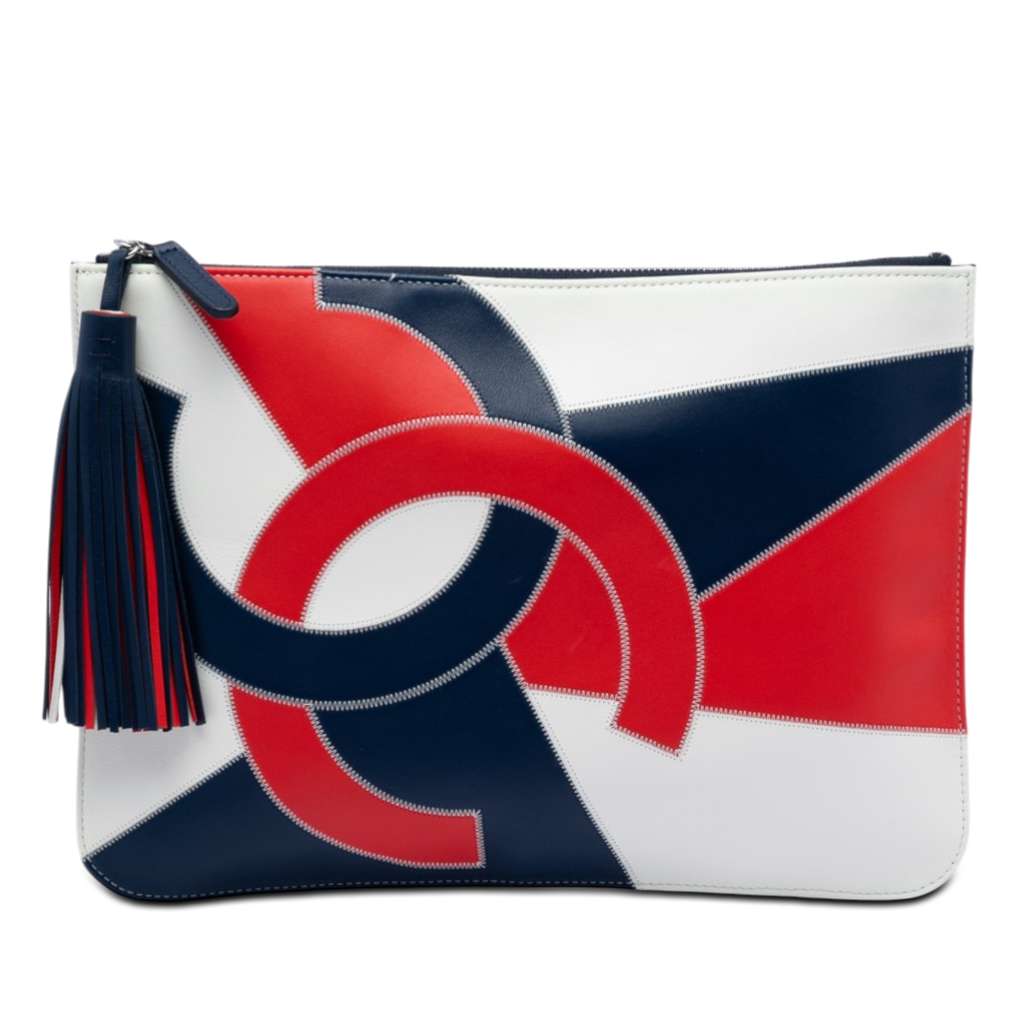 Chanel CC Lambskin Patchwork Tassel Clutch