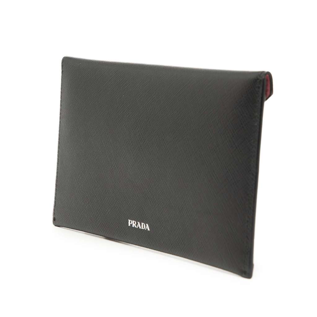 Prada Saffiano Envelope Pouch Black Leather Good condition - Back View