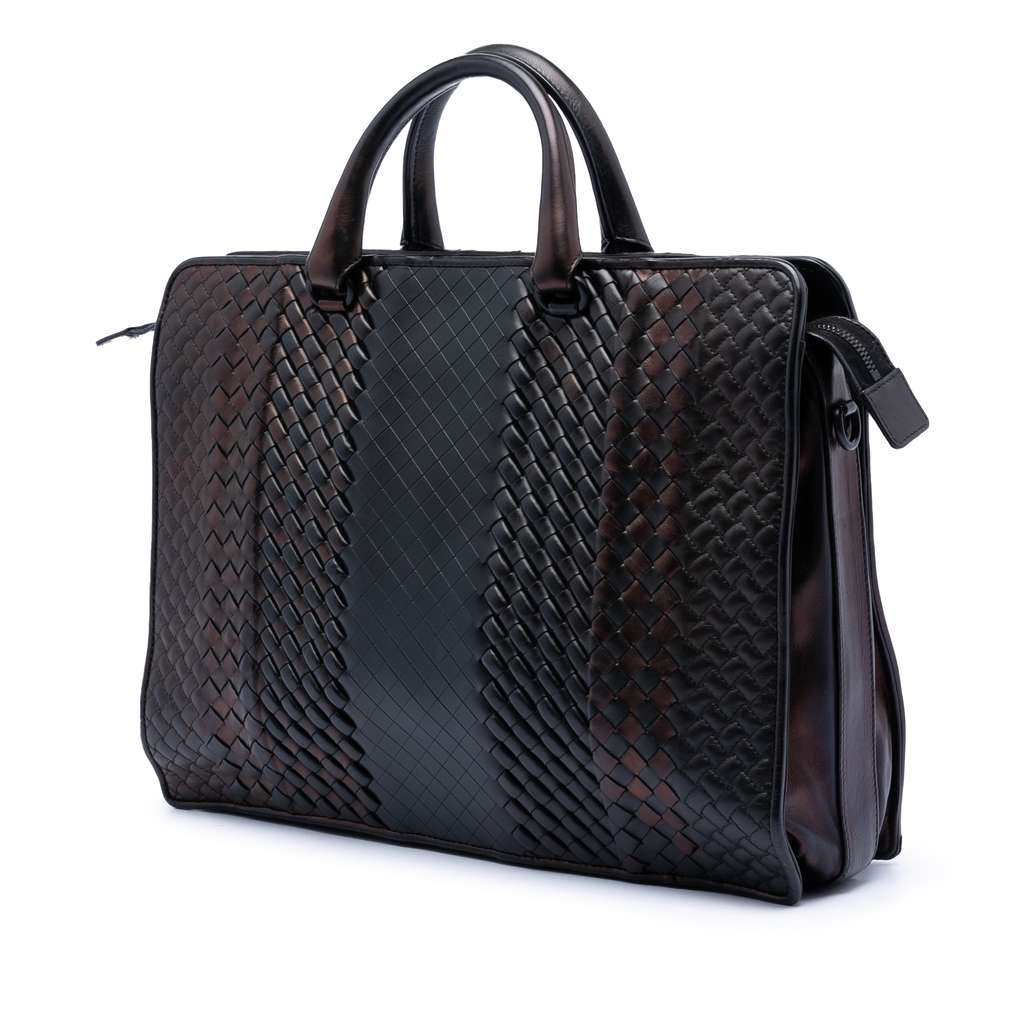 Bottega Veneta Nappa Intreccio Imperatore Briefcase Brown Leather Good condition - Back View