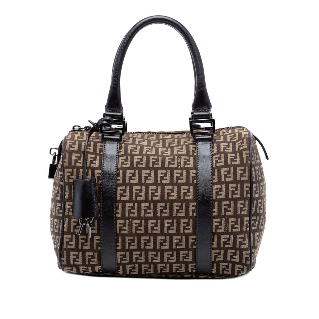Fendi Zucchino Canvas Forever Boston Bag