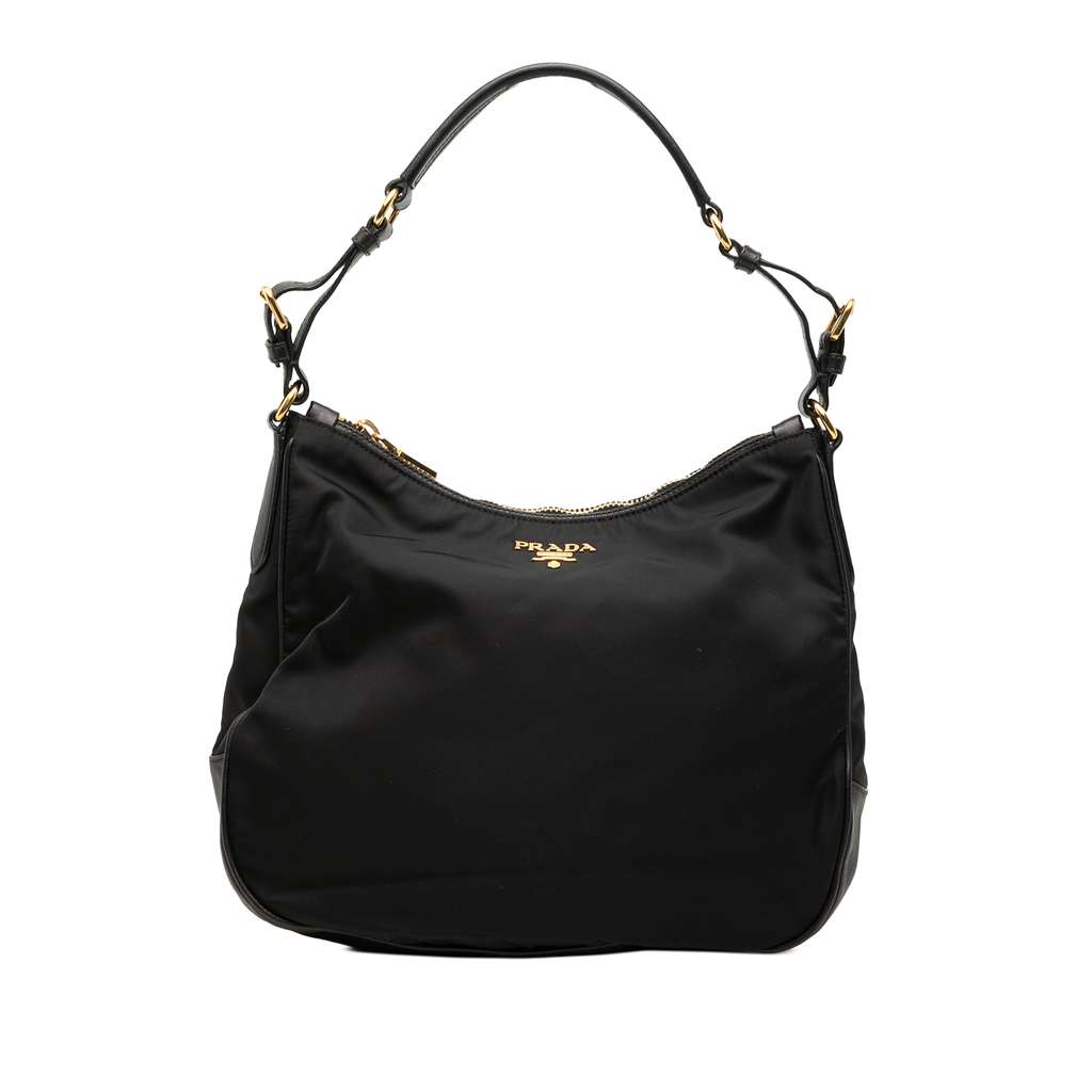 Prada Saffiano Trimmed Tessuto Shoulder Bag