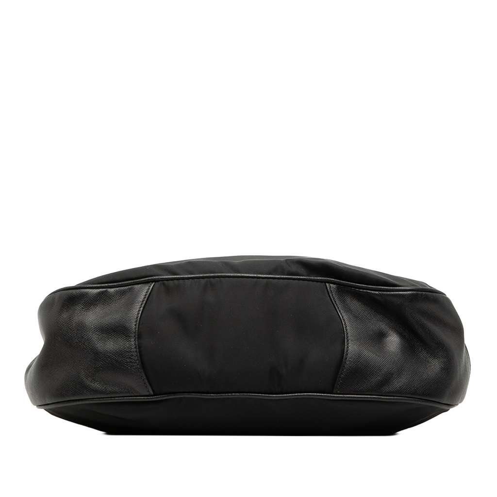 Prada Saffiano Trimmed Tessuto Shoulder Bag Black Good condition - Inside View