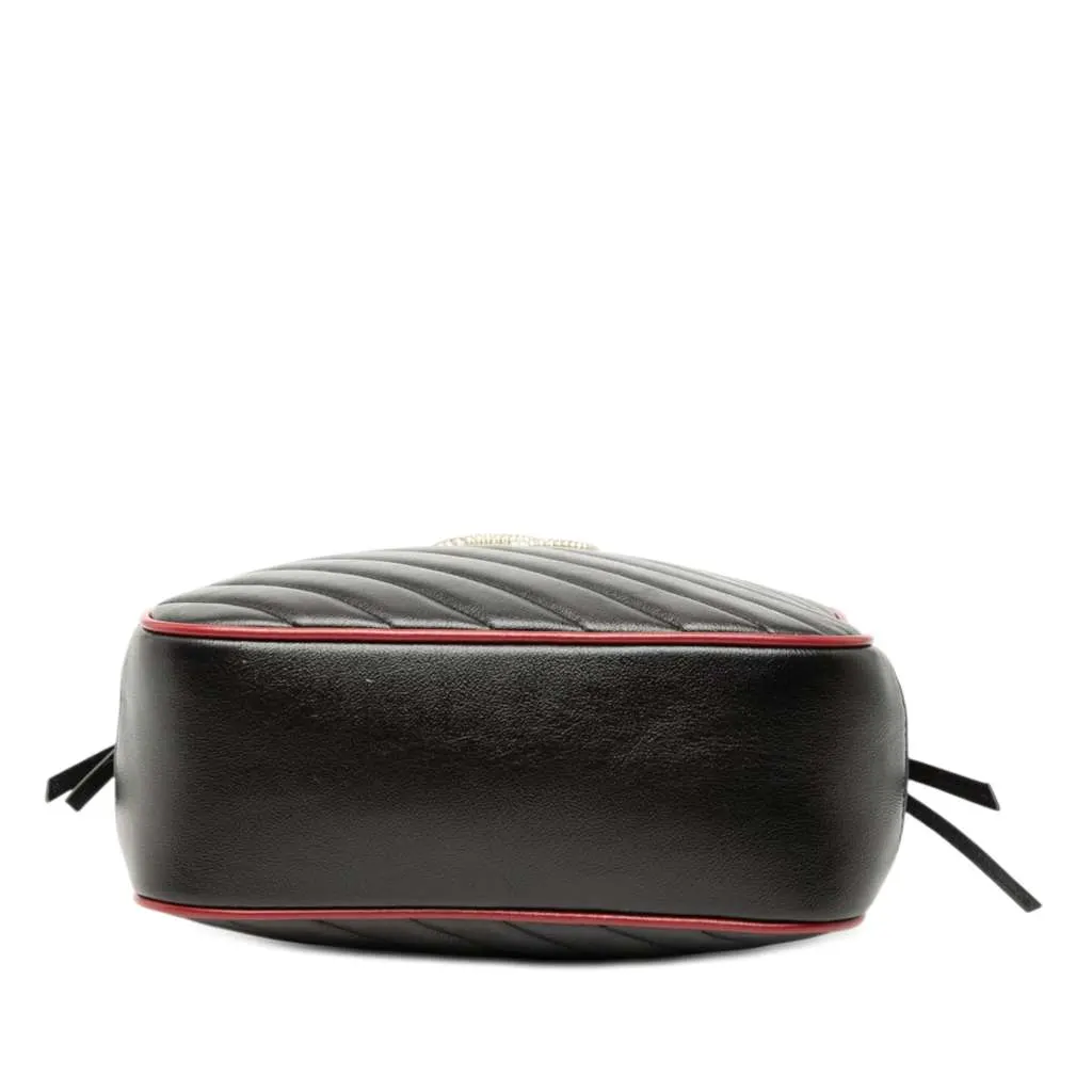 Gucci Small GG Marmont Matelasse Diagonal Leather Torchon Bamboo Satchel Black Leather Very good - Inside View