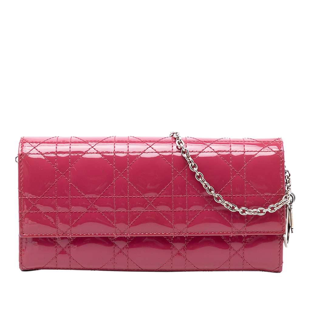Dior Patent Cannage Lady Dior Wallet On Chain
