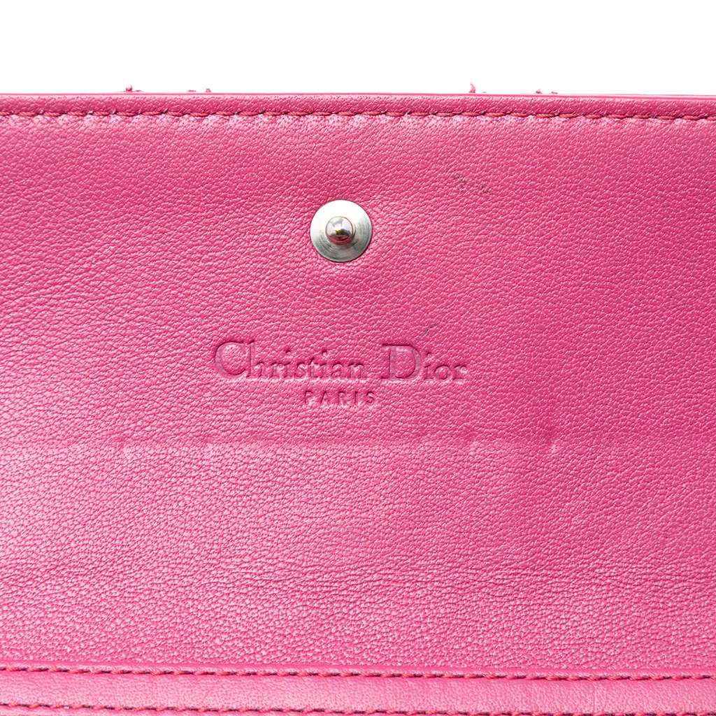 Dior Patent Cannage Lady Dior Wallet On Chain Pink Leather Good condition - Box View