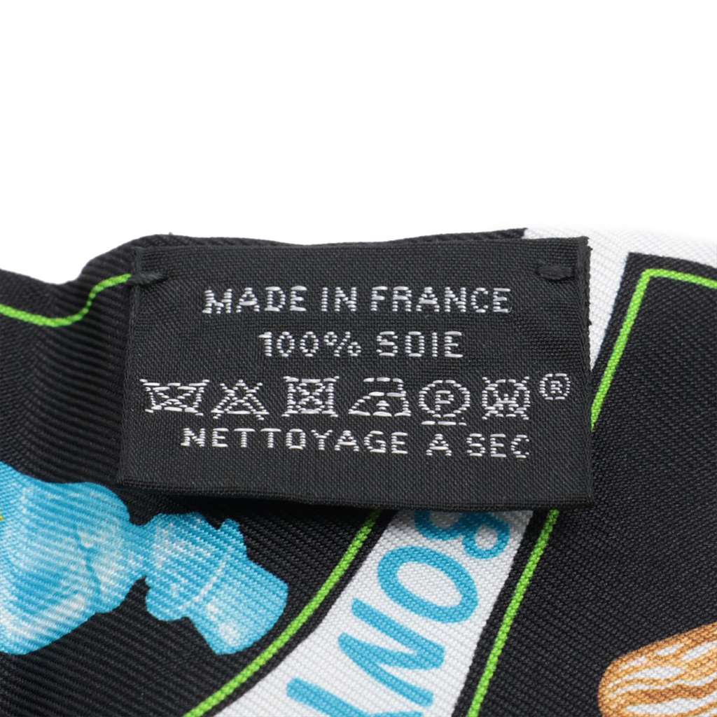 Hermès Funny Ice Cream Silk Twilly Scarf Black Silk Very good condition - Back View