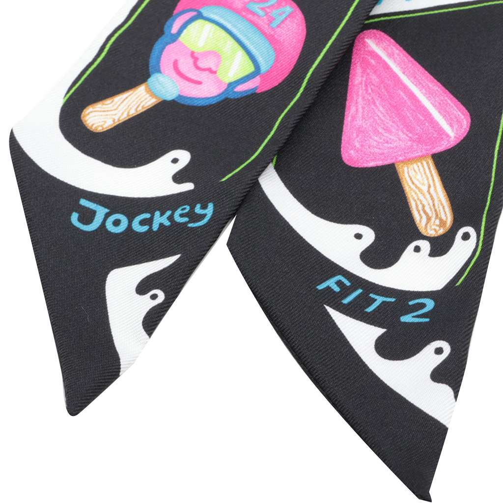 Hermès Funny Ice Cream Silk Twilly Scarf Black Silk Very good condition - Inside View