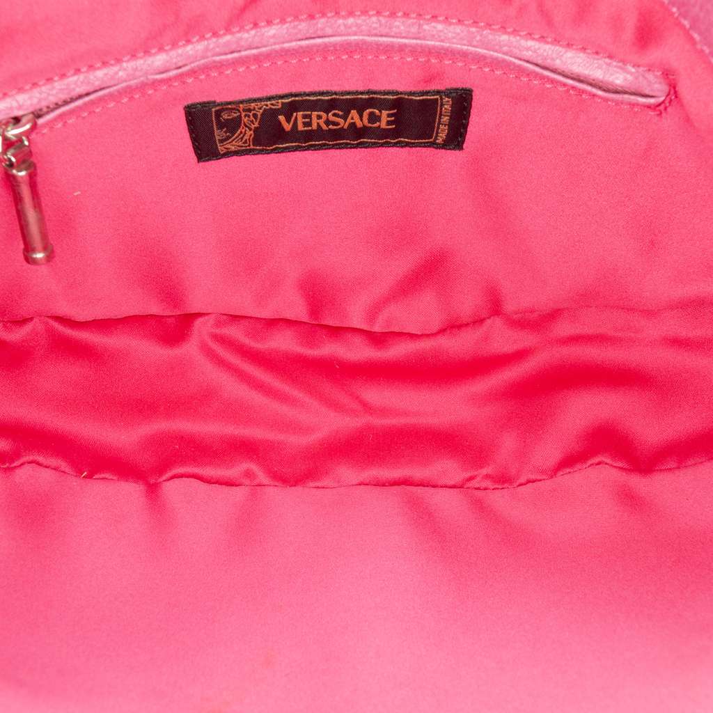 Versace Canvas Gothic Logo Repeat Handbag Pink Canvas Very good condition - Model View
