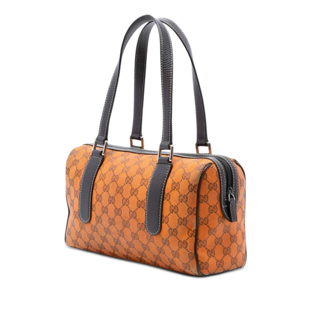Gucci GG Canvas Boston Bag Orange Canvas Good condition - Back View