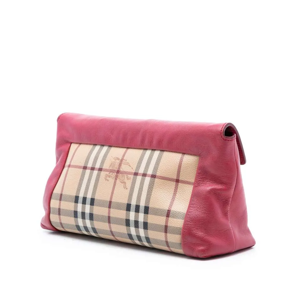 Burberry Haymarket Check Coated Canvas Leah Crossbody Beige Canvas Very good - Back View
