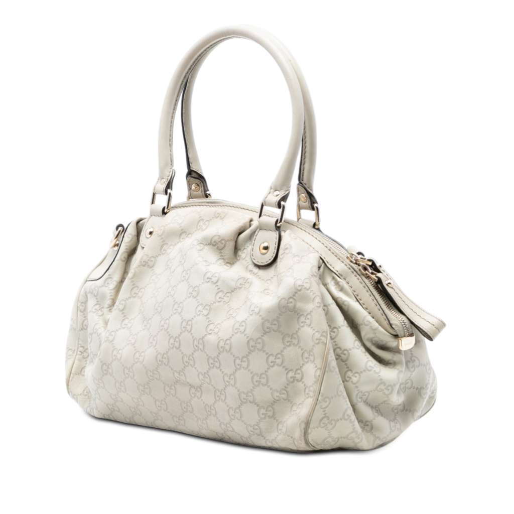 Gucci Guccissima Sukey Satchel White Leather Good condition - Back View