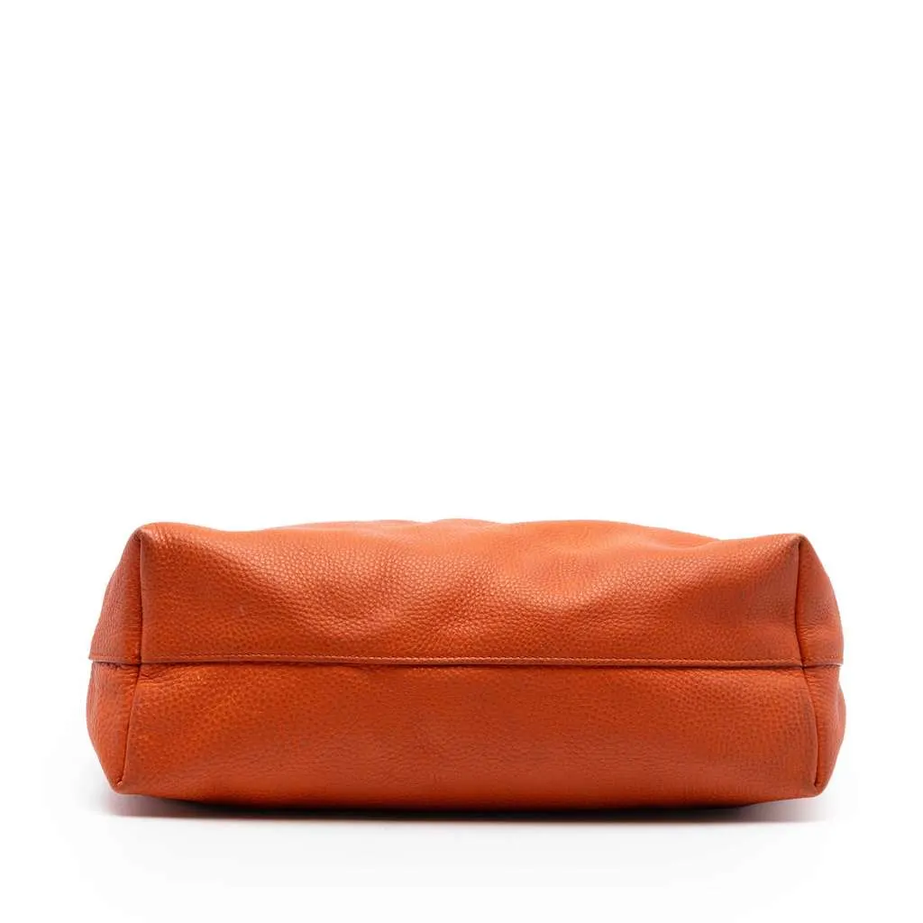 Prada Vitello Daino Open Convertible Tote Orange Leather Good - Inside View
