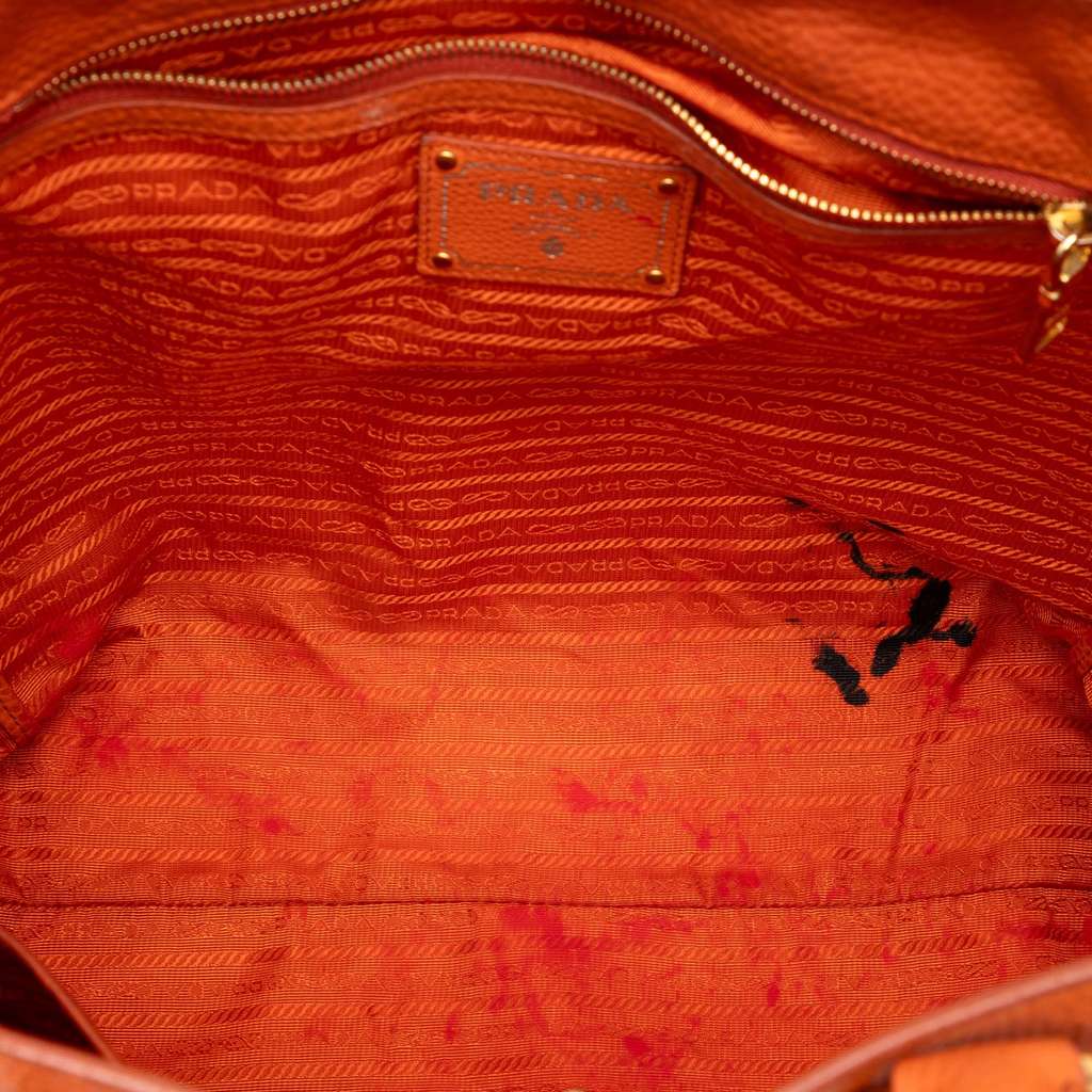 Prada Vitello Daino Open Convertible Tote Orange Leather Fair condition - Model View