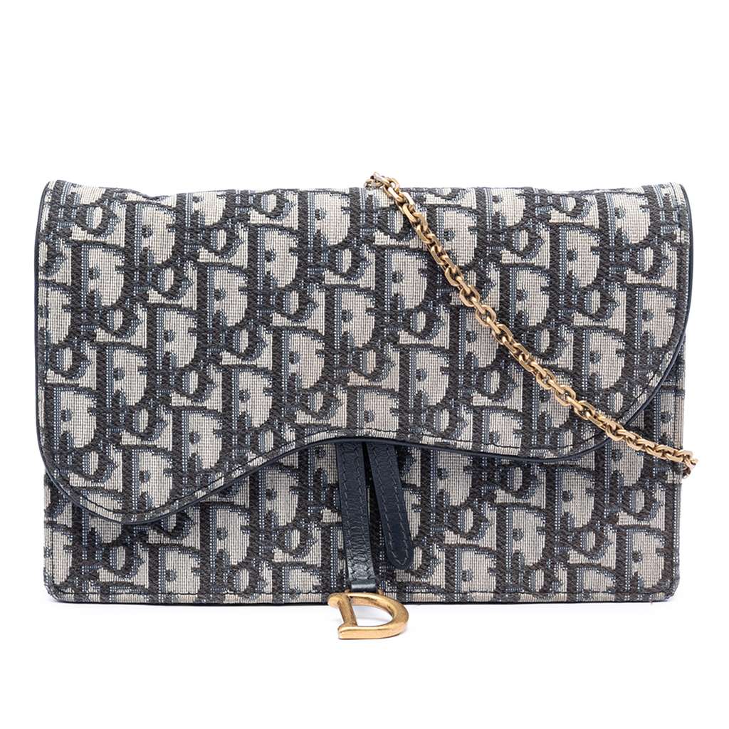 Dior Oblique Canvas Saddle Pouch Wallet on Chain