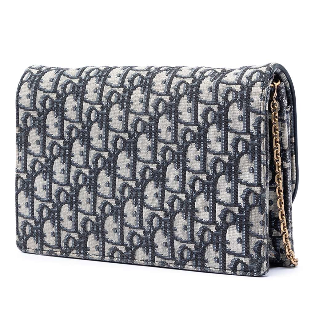 Dior Oblique Canvas Saddle Pouch Wallet on Chain Blue Canvas Good condition - Back View