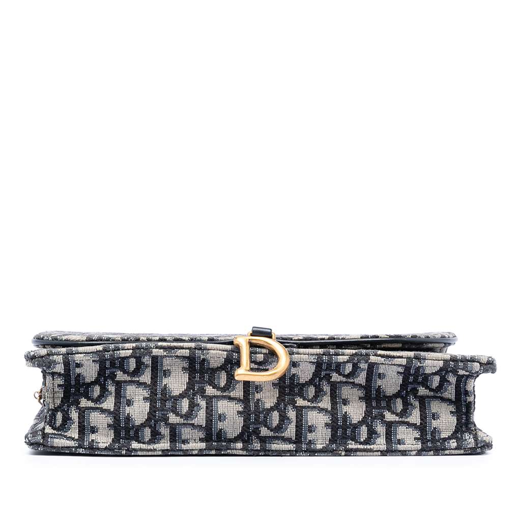 Dior Oblique Canvas Saddle Pouch Wallet on Chain Blue Canvas Good condition - Inside View