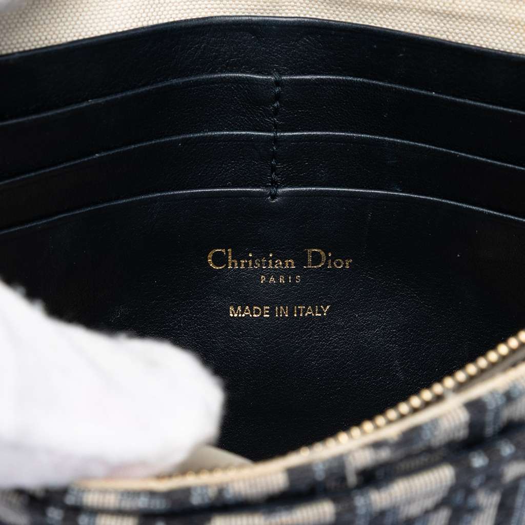 Dior Oblique Canvas Saddle Pouch Wallet on Chain Blue Canvas Good condition - Box View