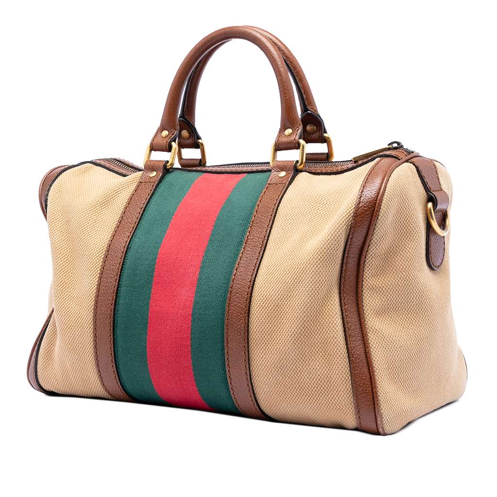 Gucci Medium Canvas Web Joy Boston Bag Beige Canvas Good condition - Back View