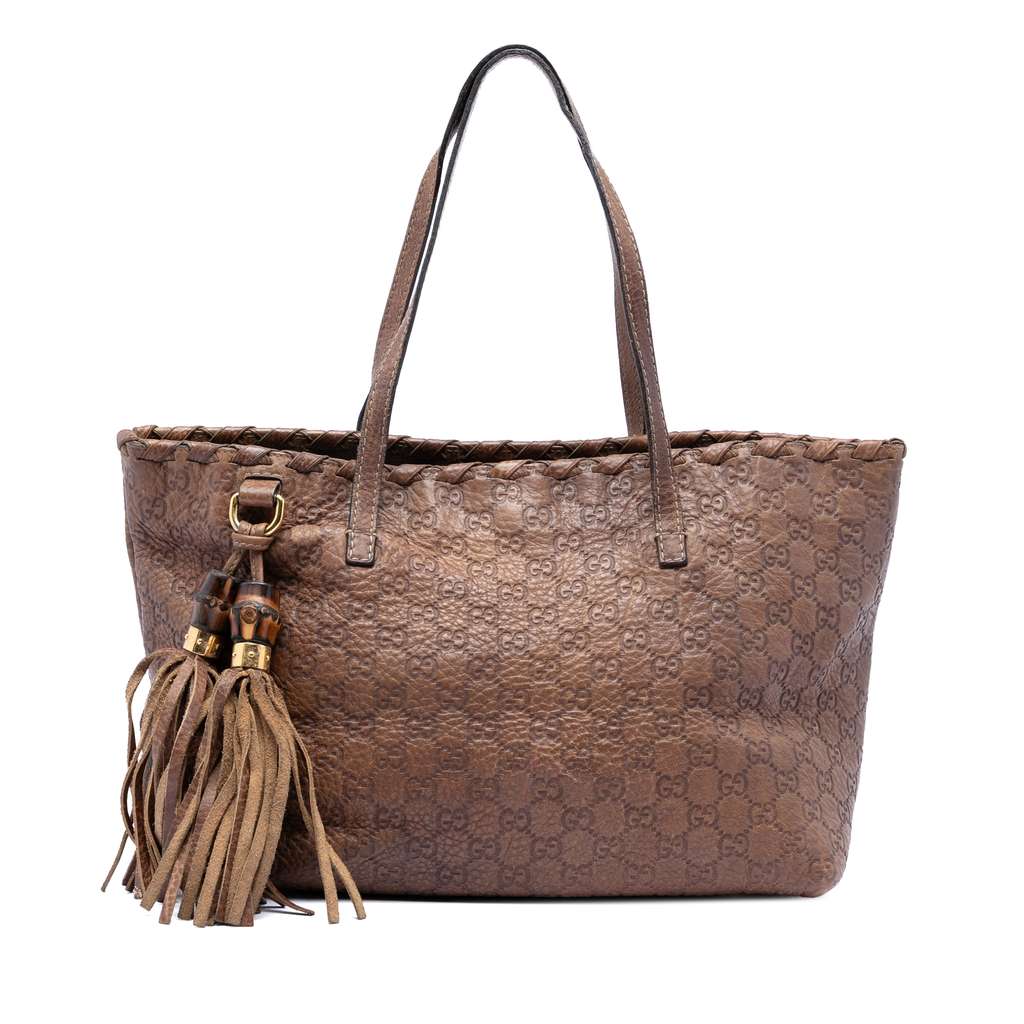 Gucci Medium Guccissima Bamboo Tassel Tote