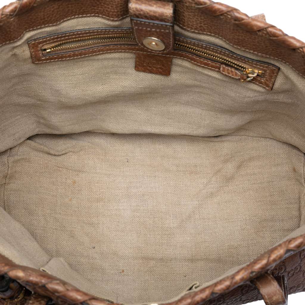 Gucci Medium Guccissima Bamboo Tassel Tote Brown Leather Good condition - Model View