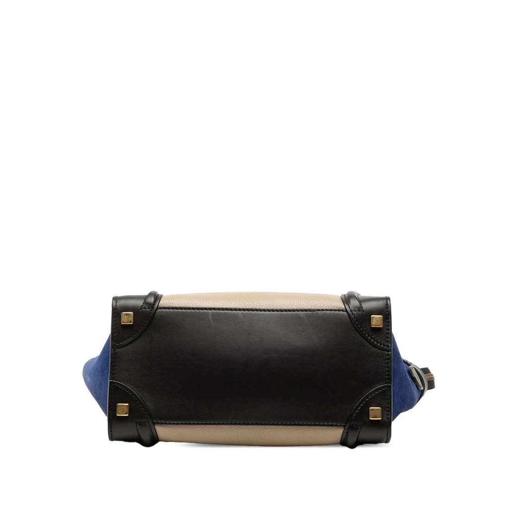 Celine Micro Tricolor Calfskin and Suede Luggage Tote Beige Leather Good condition - Inside View
