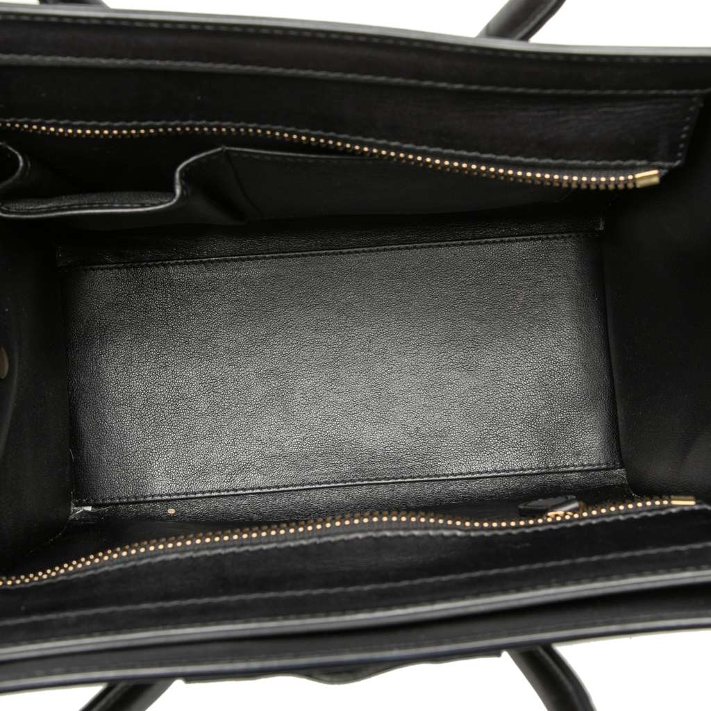 Celine Micro Tricolor Calfskin and Suede Luggage Tote Beige Leather Good condition - Model View