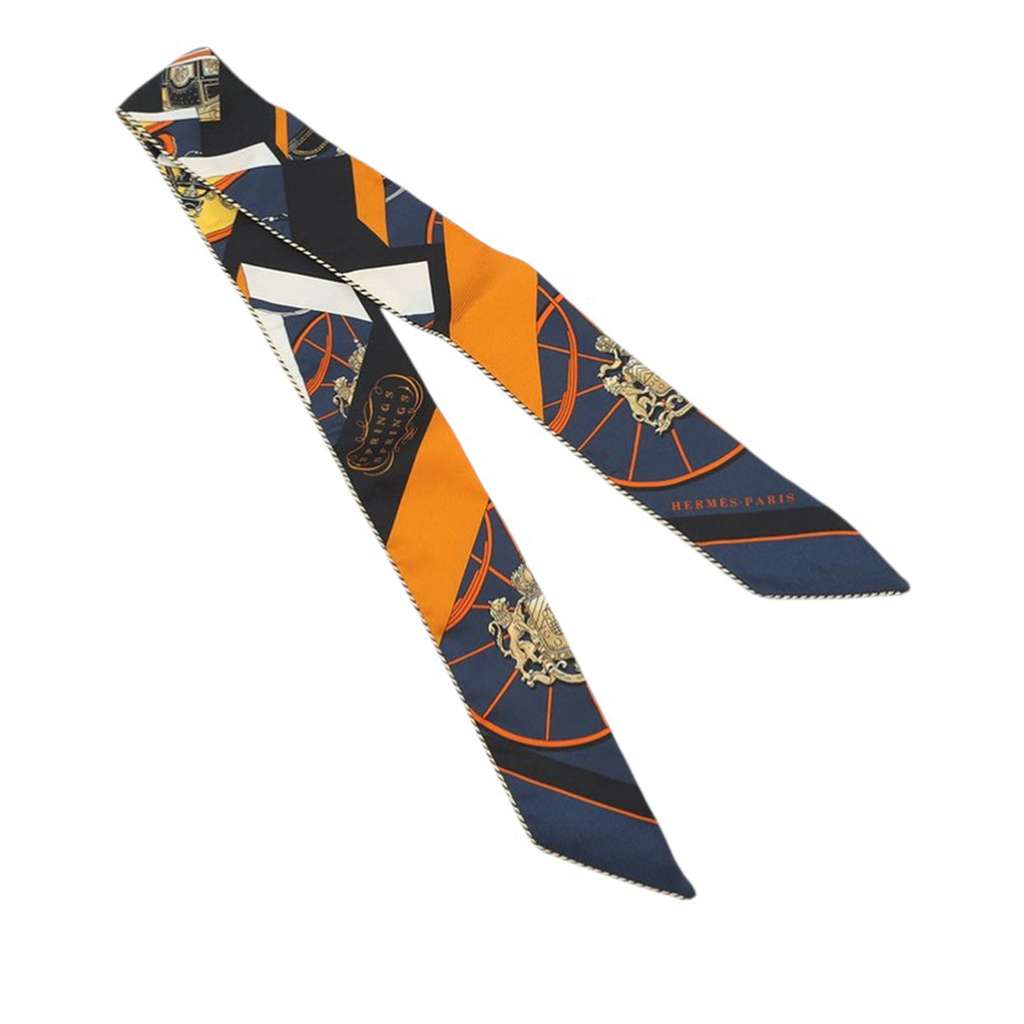 Hermès Springs Springs Baguette Silk Twilly Blue Silk Good condition - Back View