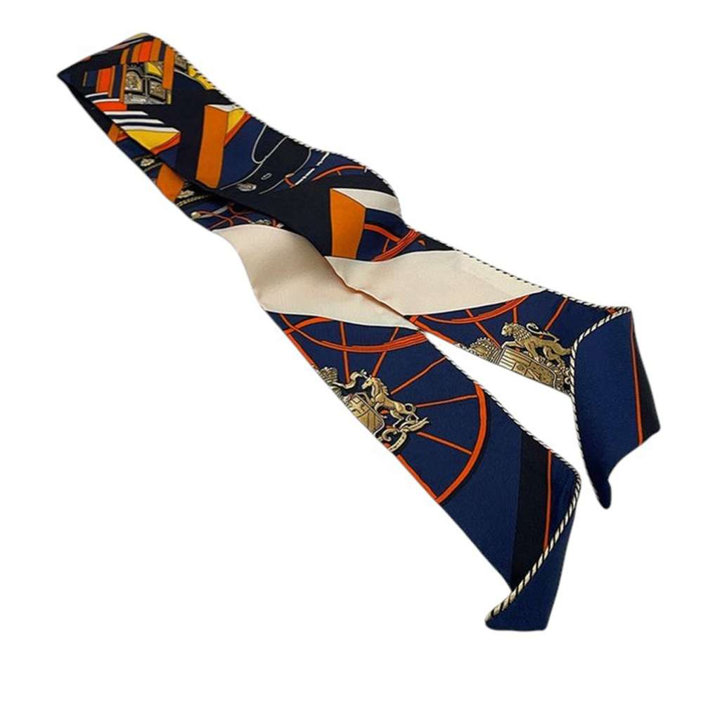 Hermès Springs Springs Baguette Silk Twilly Blue Silk Good condition - Model View