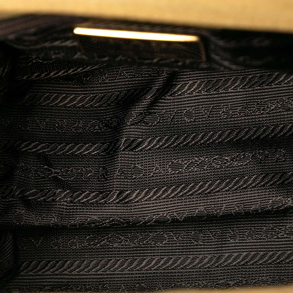 Prada Raso Logo Handbag Gold Satin Good condition - Model View