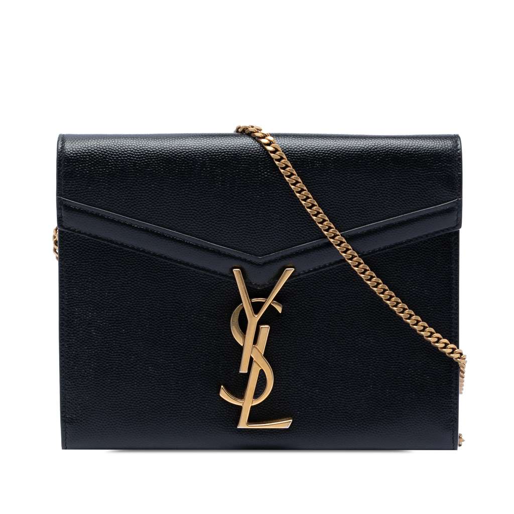 Saint Laurent Grain De Poudre Monogram Cassandra Chain Wallet