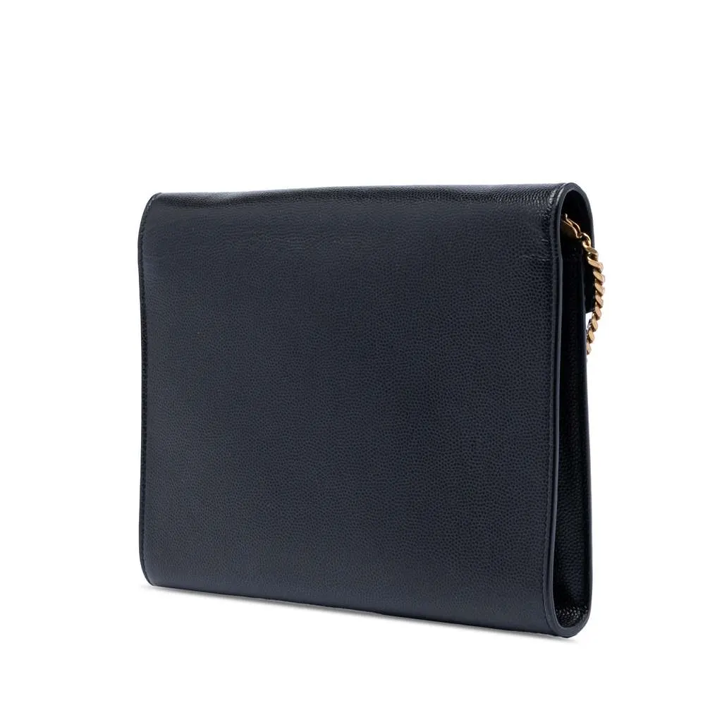 Saint Laurent Grain De Poudre Monogram Cassandra Chain Wallet Black Leather Very good - Back View