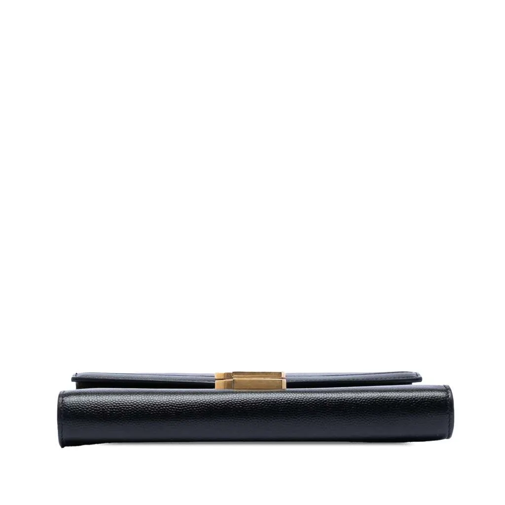 Saint Laurent Grain De Poudre Monogram Cassandra Chain Wallet Black Leather Very good - Inside View