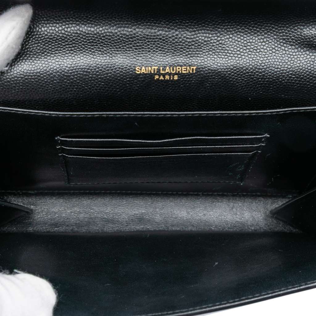 Saint Laurent Grain De Poudre Monogram Cassandra Chain Wallet Black Leather Good condition - Model View