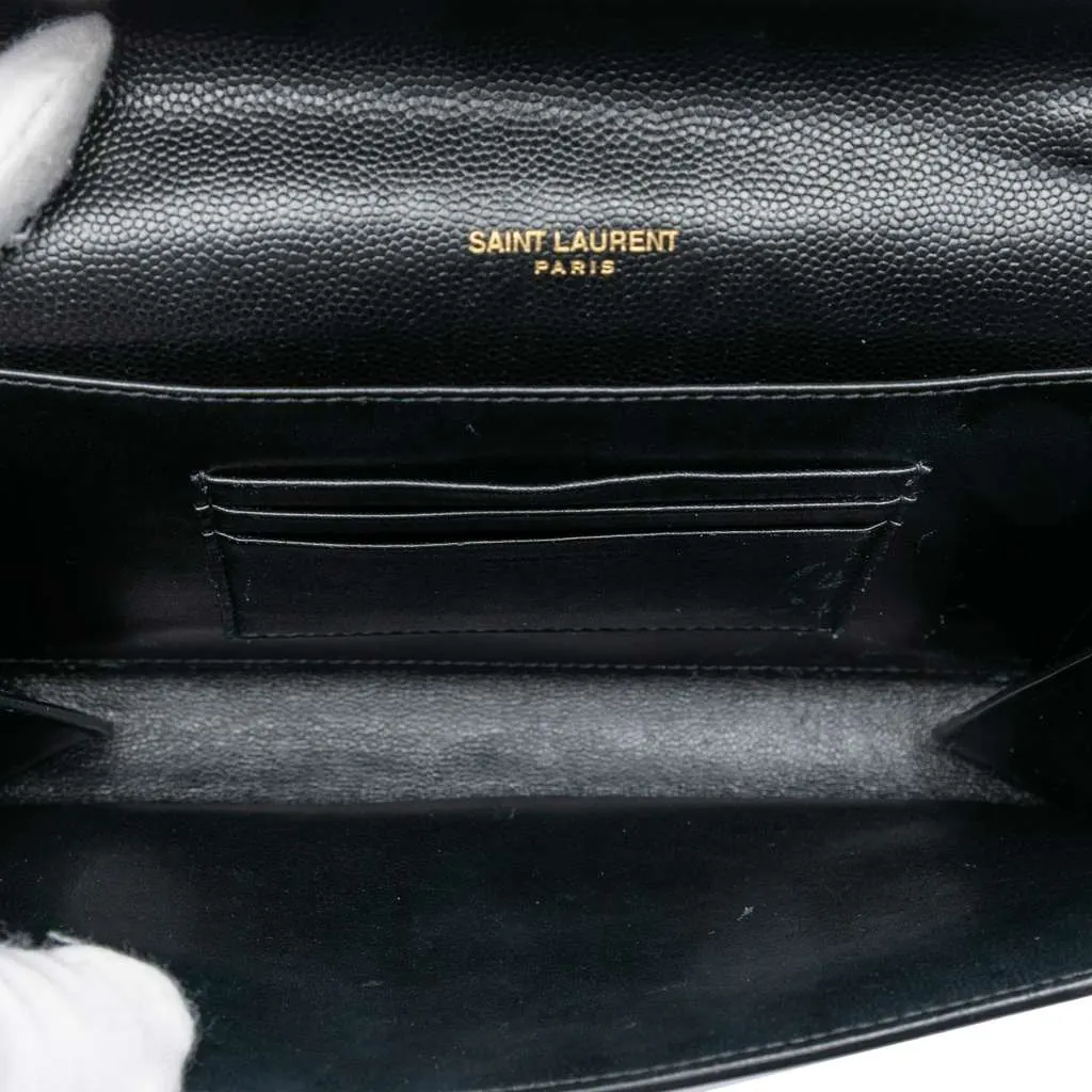 Saint Laurent Grain De Poudre Monogram Cassandra Chain Wallet Black Leather Very good - Model View