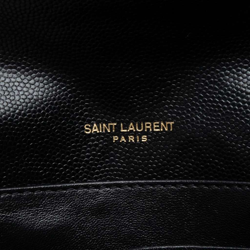 Saint Laurent Grain De Poudre Monogram Cassandra Chain Wallet Black Leather Good condition - Box View