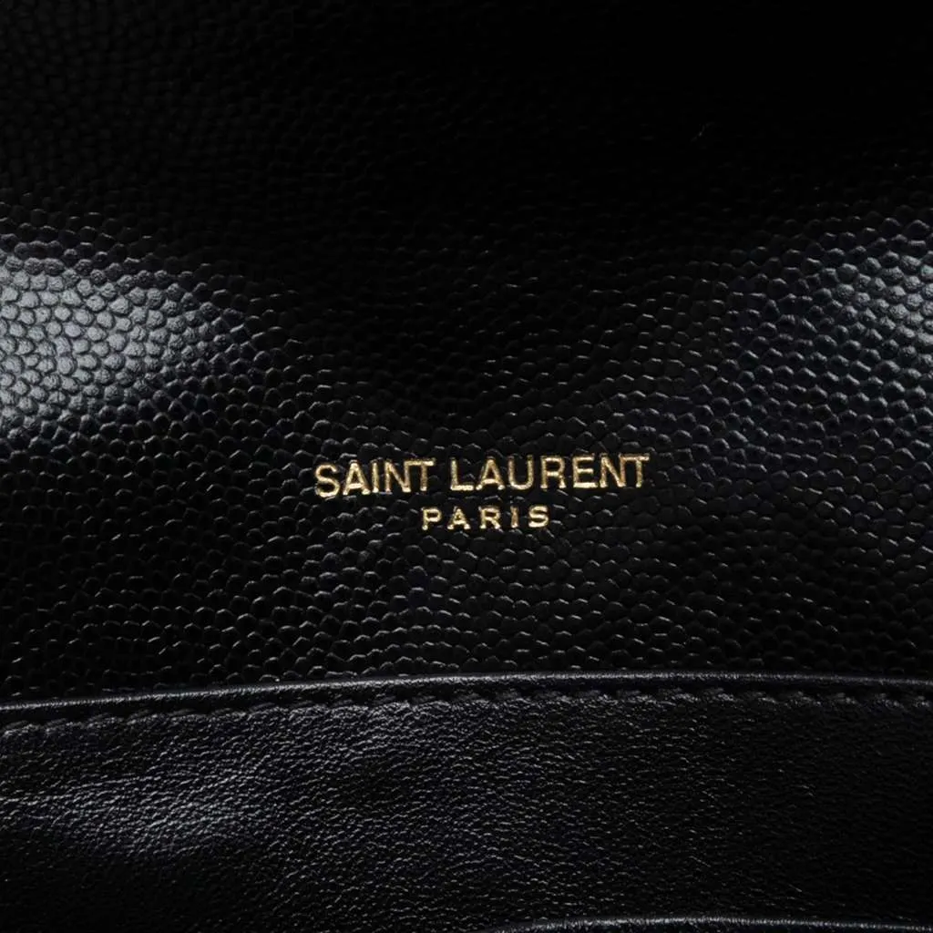 Saint Laurent Grain De Poudre Monogram Cassandra Chain Wallet Black Leather Very good - Box View