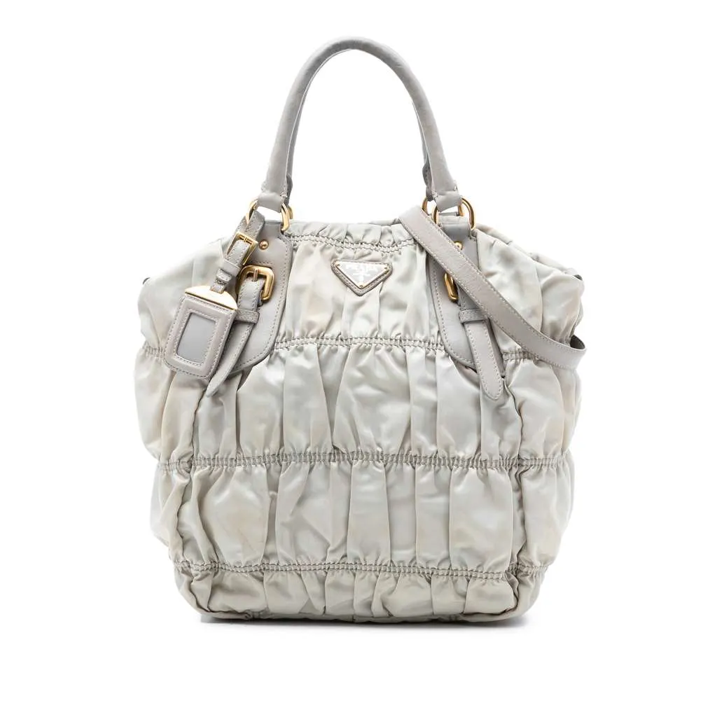 Prada Tessuto Gaufre Satchel Grey Polyamide Good - Front View