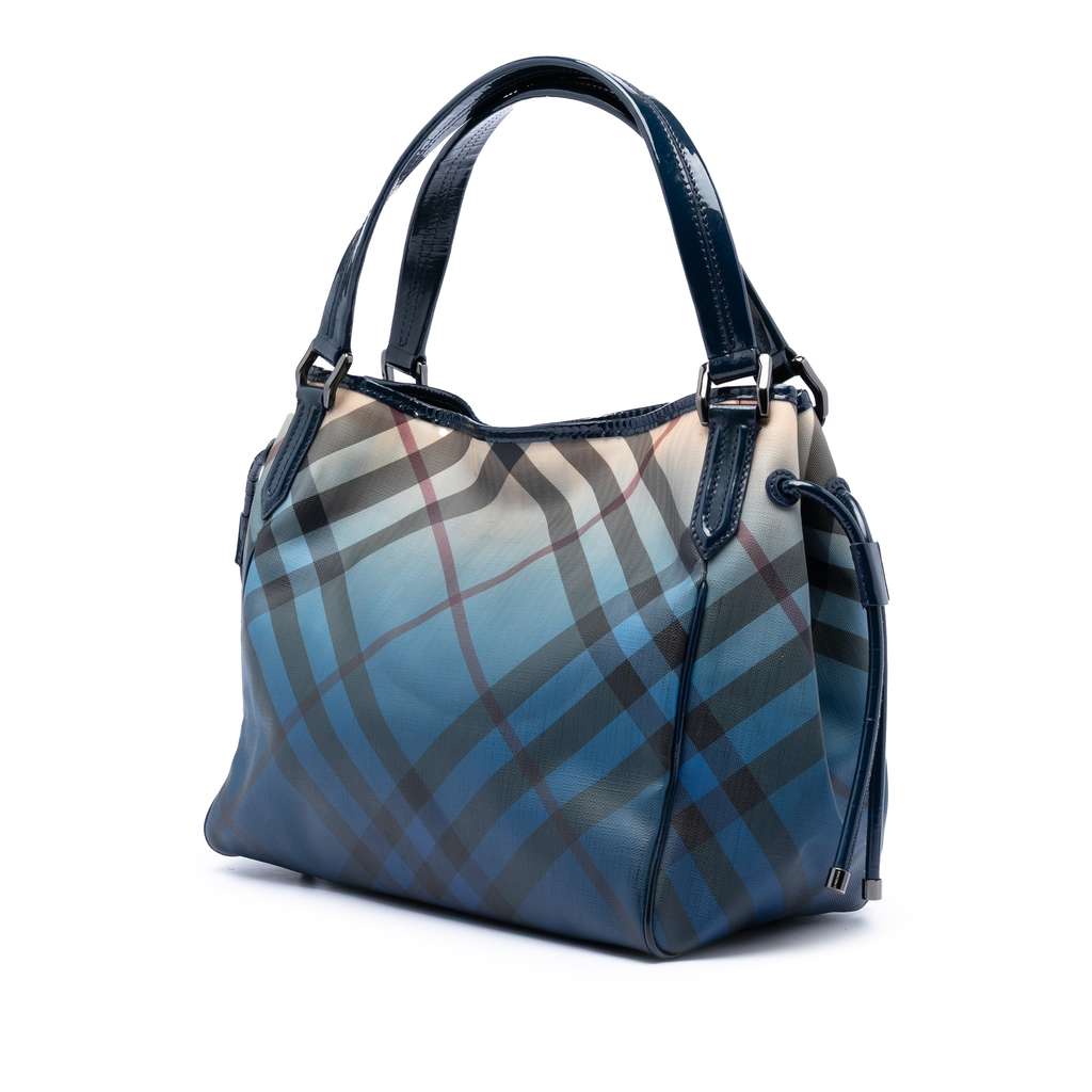 Burberry Supernova Check Ombre Coated Canvas Bilmore Tote Blue Canvas Good condition - Back View
