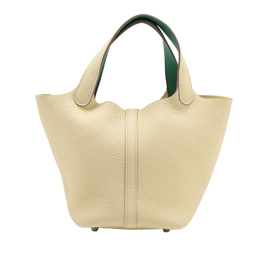 Hermès Clemence and Swift Picotin Lock 18 Eclat Yellow Leather Good condition - Back View