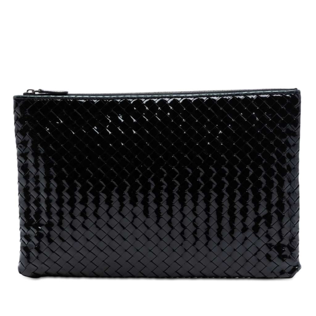 Bottega Veneta Patent Intrecciato Clutch