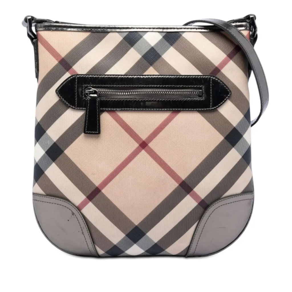 Burberry Supernova Check Coated Canvas Dryden Crossbody Beige Canvas Very good - Front View