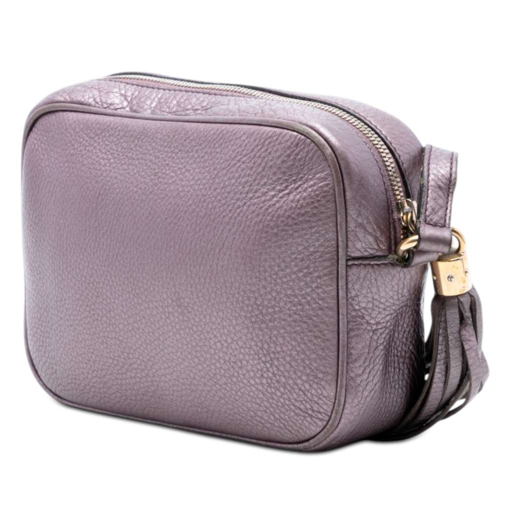 Gucci Metallic Leather Soho Disco Crossbody Purple Leather Good condition - Back View