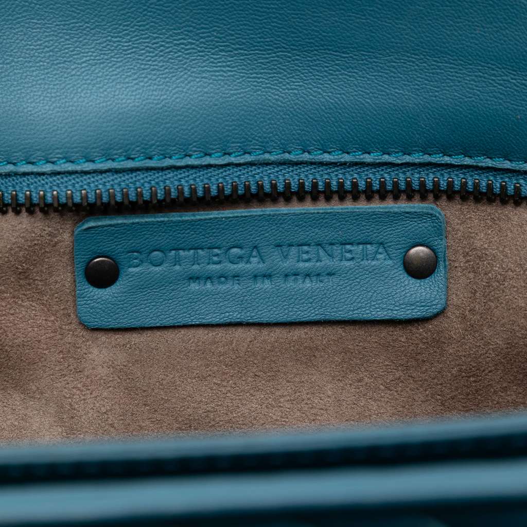 Bottega Veneta Nappa Intrecciato Accordion Satchel Blue Leather Good condition - Box View