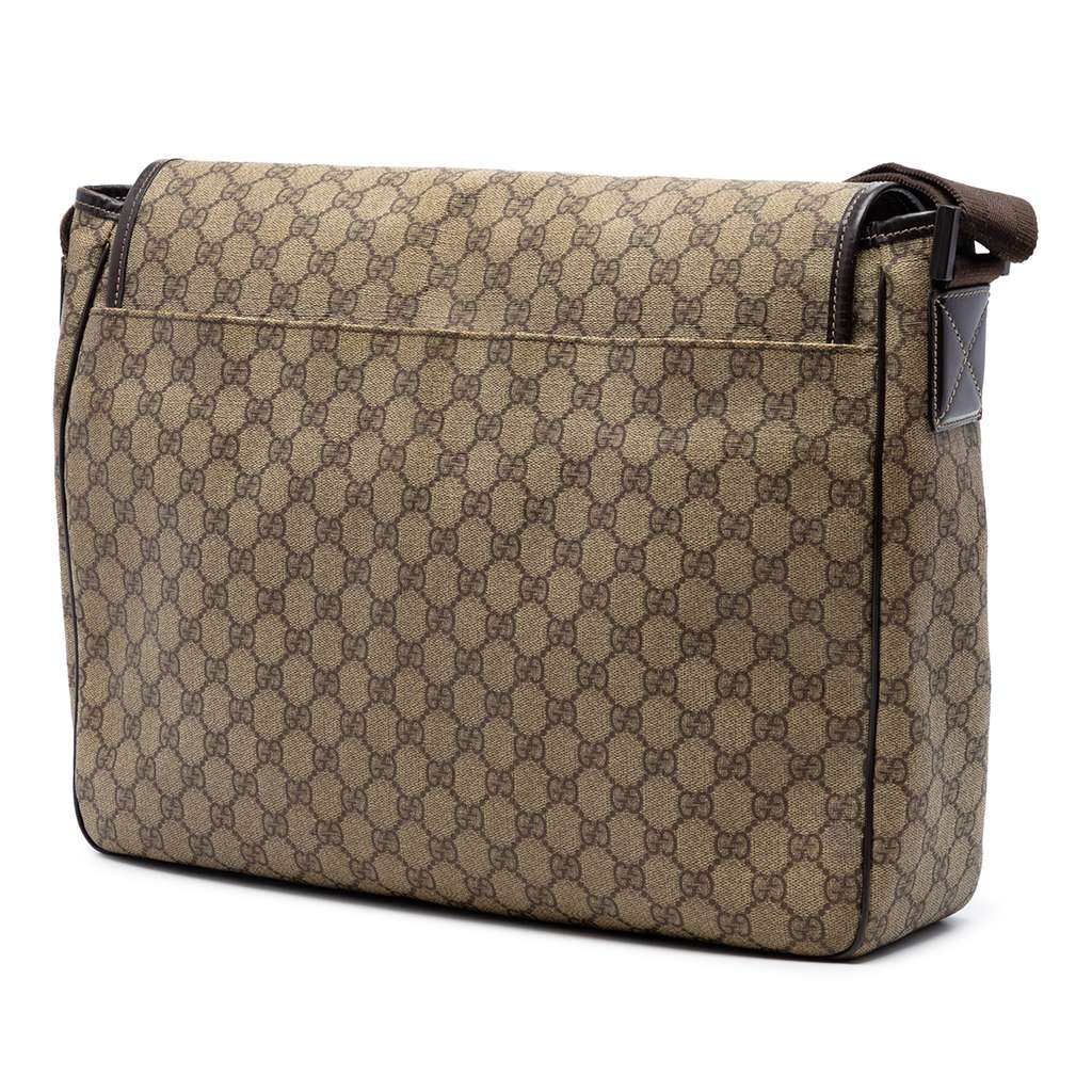 Gucci Large GG Supreme Interlocking G Messenger Bag Beige Canvas Good condition - Back View