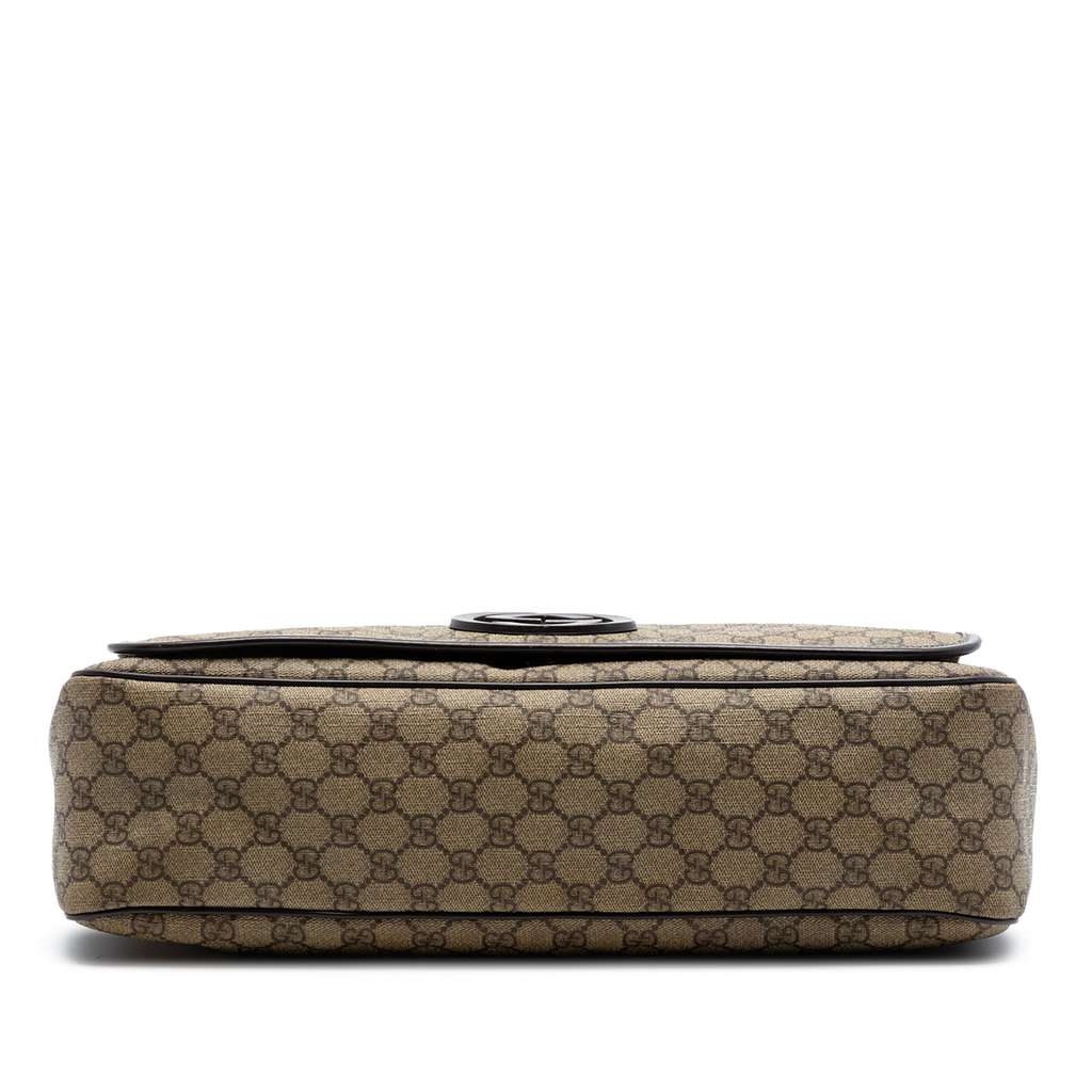 Gucci Large GG Supreme Interlocking G Messenger Bag Beige Canvas Good condition - Inside View