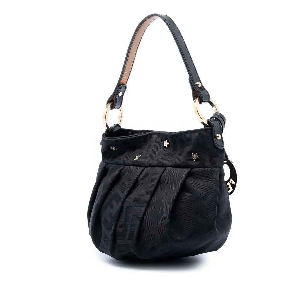 Fendi Mini Zucca Canvas Star Studded Chef Shoulder Bag Black Canvas Very good - Back View